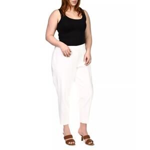 Michael Kors Tapered Leg Mid Rise Cropped Pants White Casual Plus Size 24W NWT